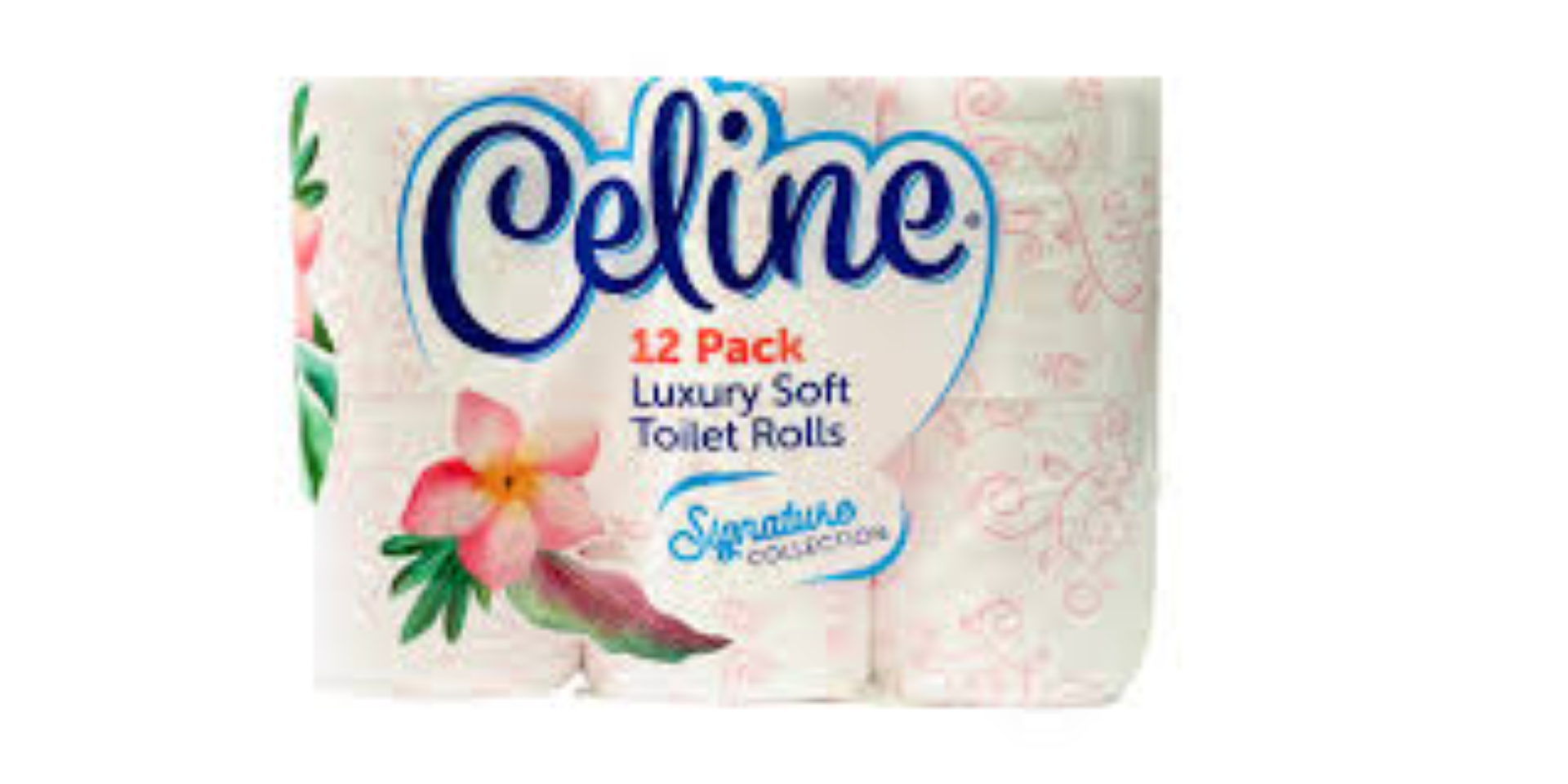  Celine Signature Collection Toilet Tissue - 200 Sheets   100% Virgin Soft   2 Ply - Twelve Pack - Coloured Pink